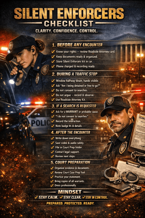 SILENT ENFORCERS CHECKLIST - SilentEnforcersLaw
