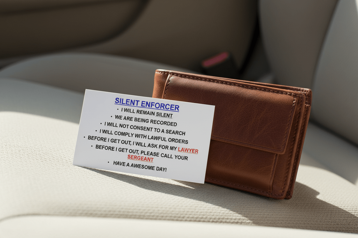 SILENT ENFORCERS - WALLET CARD & BUMPER STICKER COMBO - SilentEnforcersLaw